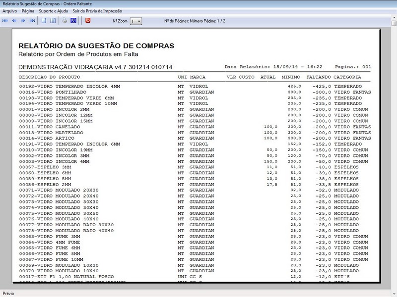 TELA DO PROGRAMA OS VIDRA�ARIA 4.7