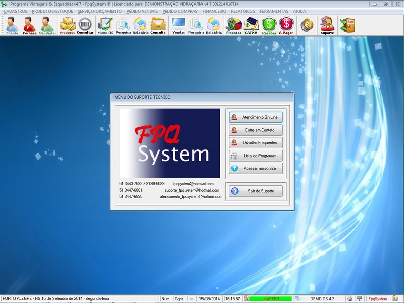 TELA DO PROGRAMA OS VIDRA�ARIA 4.7