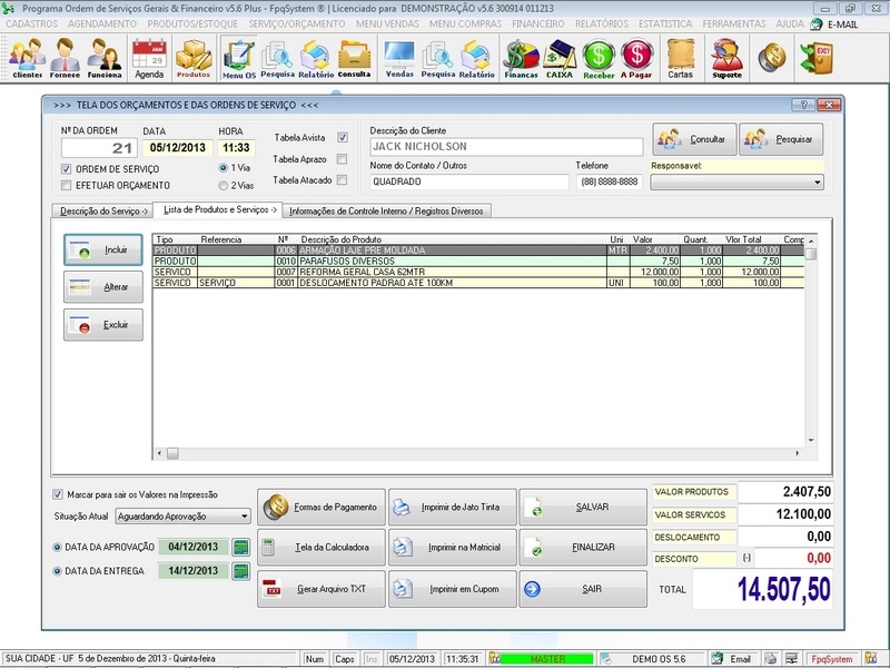 Imagens do Programa Servi�os Gerais v5.6 Plus