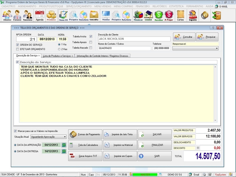 Imagens do Programa Servi�os Gerais v5.6 Plus