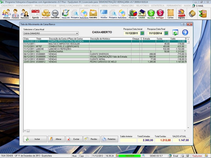Imagens do Programa Vidra�aria e Esquadria v5.7 Plus