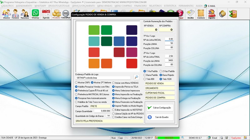 Imagens do Programa Vidra�aria e Esquadria v6.7 Plus