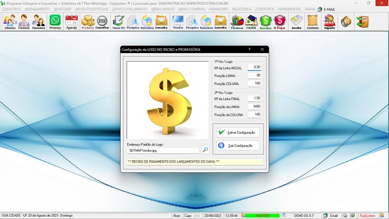 Imagens do Programa Vidra�aria e Esquadria v6.7 Plus