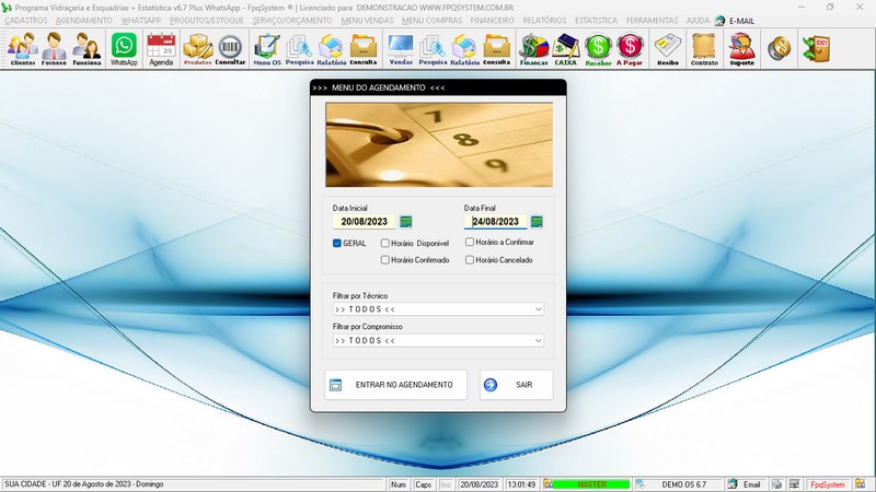 Imagens do Programa Vidra�aria e Esquadria v6.7 Plus