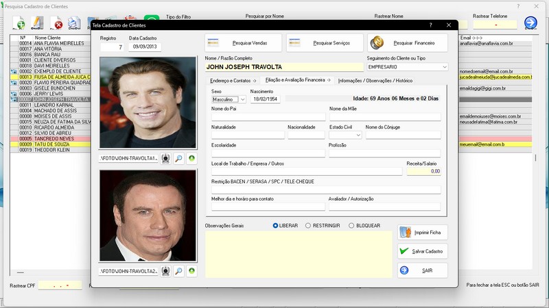 Imagens do Programa Vidra�aria e Esquadria v6.7 Plus