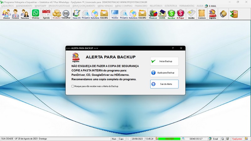 Imagens do Programa Vidra�aria e Esquadria v6.7 Plus