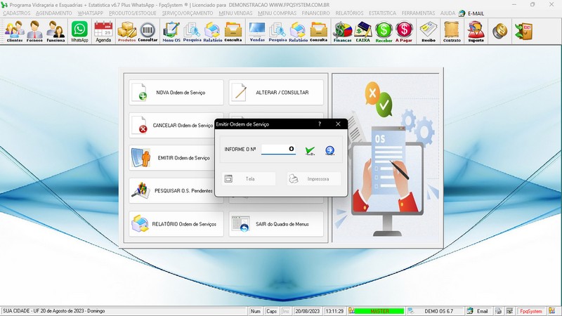 Imagens do Programa Vidra�aria e Esquadria v6.7 Plus