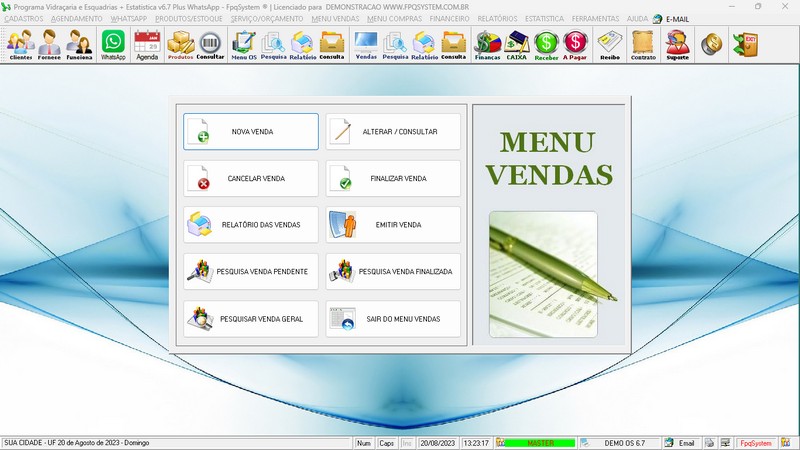 Imagens do Programa Vidra�aria e Esquadria v6.7 Plus