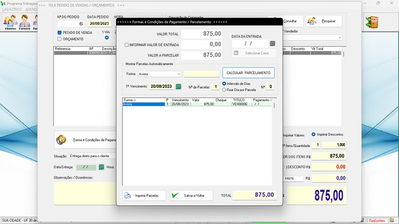 Imagens do Programa Vidra�aria e Esquadria v6.7 Plus