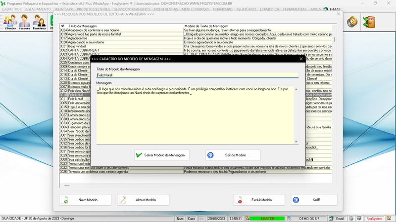 Imagens do Programa Vidra�aria e Esquadria v6.7 Plus