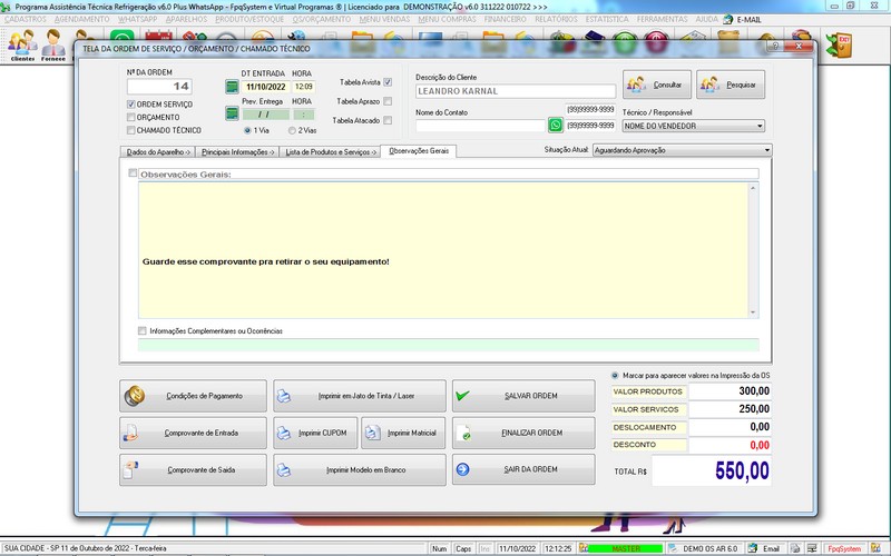 Programa OS Assist�ncia T�cnica para Refrigera��o 6.0 Plus