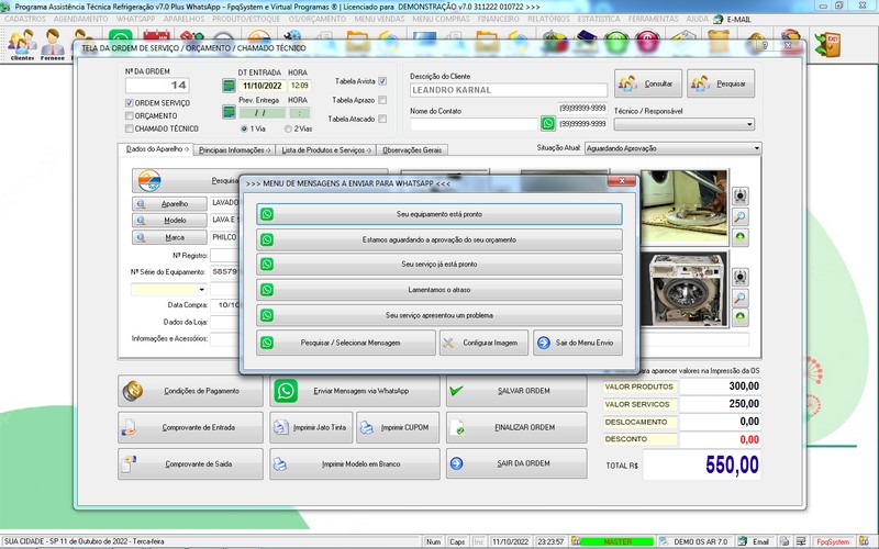 Programa OS Assist�ncia T�cnica para Refrigera��o 7.0 Plus